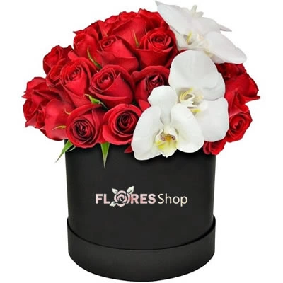 Flowers Box Luxo com Rosas e Orquídeas